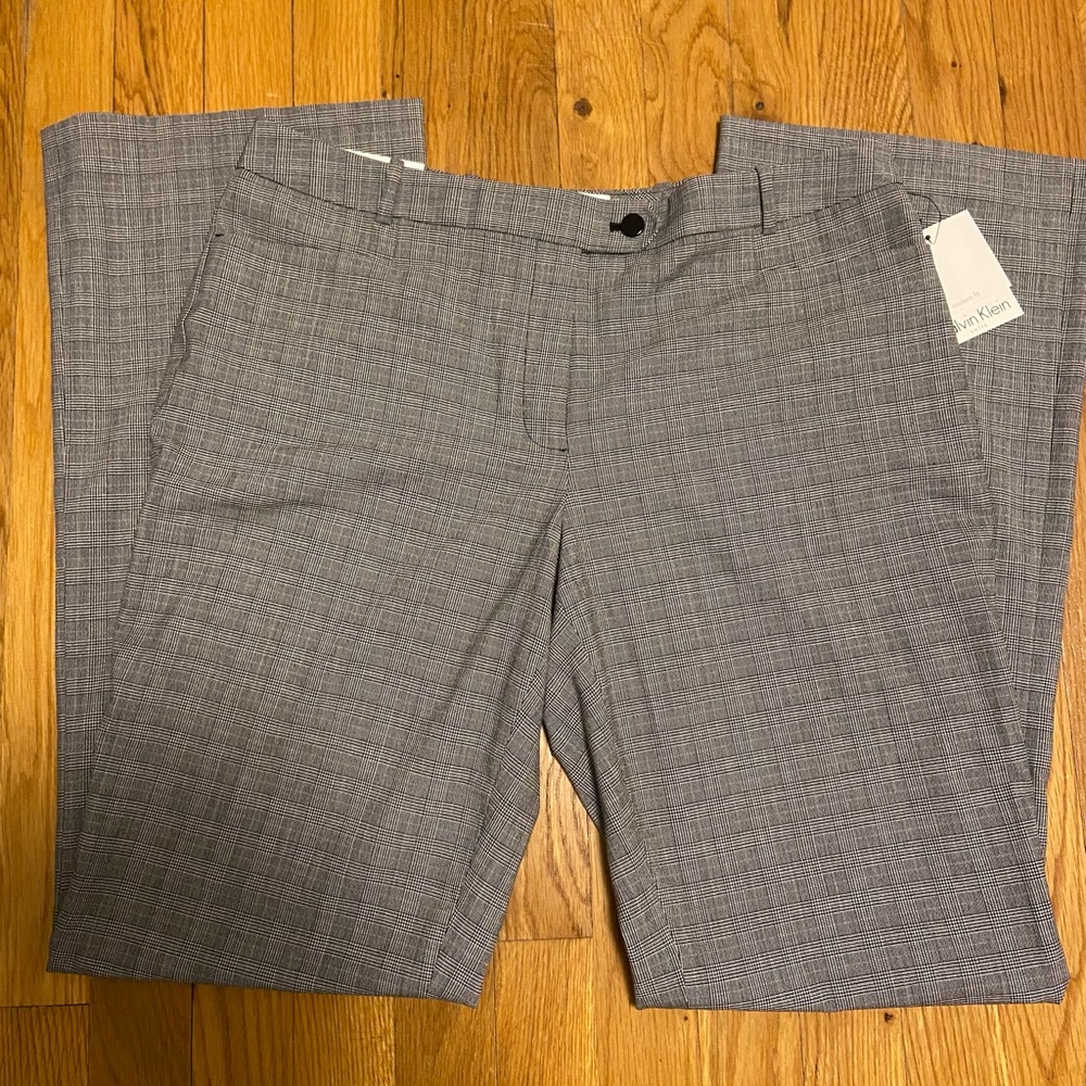 NWT Calvin Klein Stylish Black and White Plaid Pants